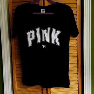 PINK Victoria Secret black Vneck short sleeve tee